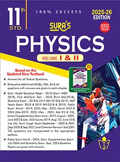 SURA`S 11th Standard Physics Volume - I and II (Combined) Exam Guide in English Medium 2025-26 Edition