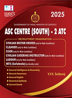 SURA`S ASC CENTRE (SOUTH) - 2 ATC (Civilian motor driver,Cleaner,Cook,Civilian catering instructor,Labour,MTS(safaiwala) Exam Book - Latest Edition 2025