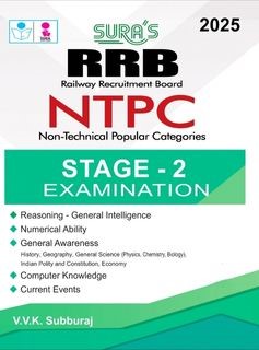 SURA`S RRB Railway Recruitment Board Non-Technical Popular Categories(NTPC) Stage - 2 Exam Book - LATEST EDITION 2025