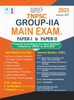 SURA`S TNPSC Group IIA Main Exam Paper I & II Book 2025 in English Medium