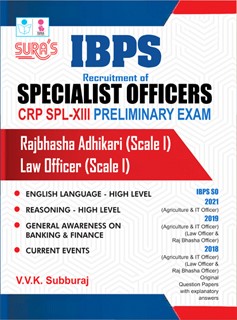 SURA`S IBPS SO Specialist Officers CRP SPL-XIII Preliminary Exam Book Guide Law Officer Scale I in English Medium 2025