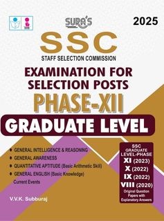 SURA`S SSC Phase XII 12 Graduate Level Exam Book Guide in English Medium 2025