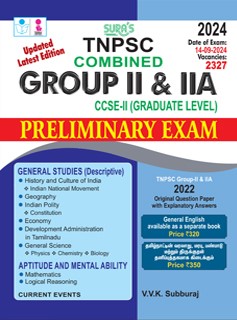 SURA`S TNPSC Group II and IIA Preliminary Exam CCSE-II (Graduate Level) General Studies Aptitude and Mental Ability Book in English 2024