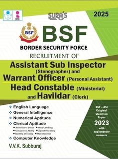 SURA`S BSF Assistant Sub Inspector and Warrant Officer, Head Constable and Havildar Exam Book Guide in English Medium 2025