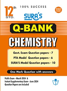 SURA`S 12th Std Q-Bank Chemistry Subject Exam Question Papers in English Medium - Latest Updated  Edition 2024