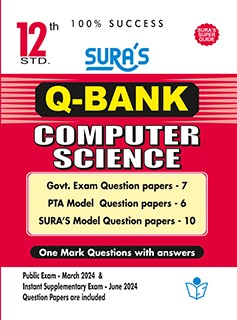 SURA`S 12th Std Q-Bank Computer Science Subject Exam Question Papers in English Medium - Latest Updated Edition 2024