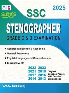 SURA`S SSC Stenographer Grade C & D Exam Book Guide and Original Question Papers in English Medium 2025