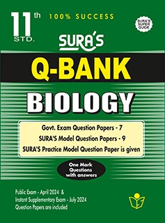 SURA`S 11th Std Q-Bank Biology Subject Exam Question Papers in English Medium - Latest Updated Edition 2024-25