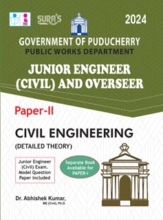 SURA`S Government of Puducherry PWD Junior Engineer (Civil) and Overseer Paper-II Exam Book Guide in English Medium 2024