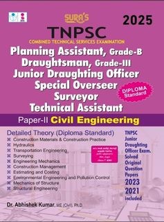 SURA`S TNPSC Planning Assistant,Grade-B Draughtsman, Grade-III Junior Draughting Officer Special Overseer Surveyor Technical Assistant civil Engineering Exam Book Guide 2025